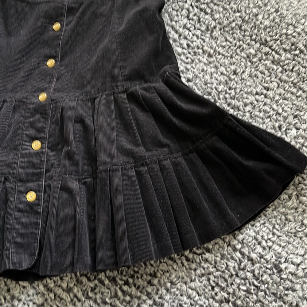 Black Corduroy Button-Down Pleated Skirt - Picture 6 of 12
